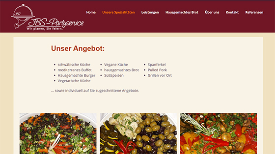 Webseite JBS Partyservice